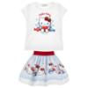 Picture of PRE ORDER Monnalisa Girls Hello Kitty Top & Skirt Set X 2 - White Blue