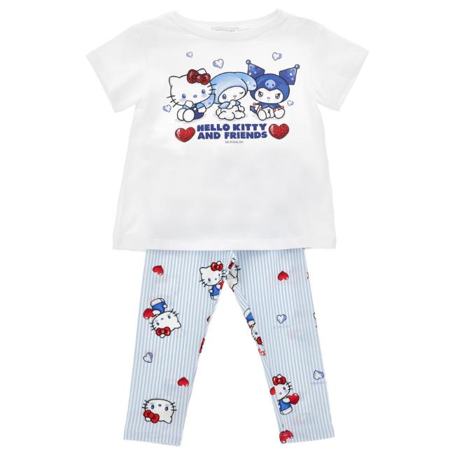 Picture of PRE ORDER Monnalisa Girls Hello Kitty Top & Legging Set X 2 - White Blue