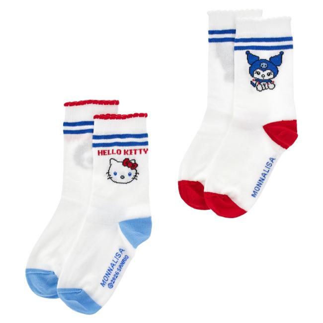 Picture of PRE ORDER Monnalisa Girls Hello Kitty & Friends Ankle Socks Set X 2 - White Blue Red