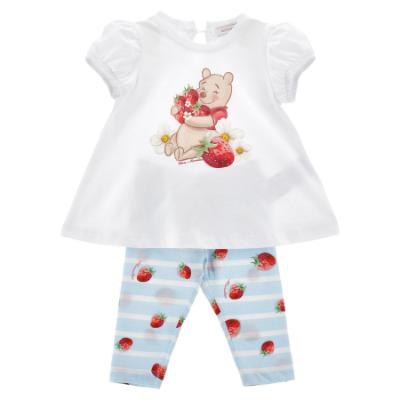 Picture of Monnalisa Bebe Girls Disney Pooh Bear Tunic & Legging Set X 2 - Ivory Red Blue
