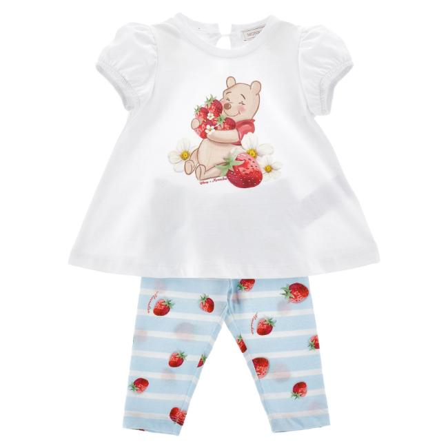 Picture of Monnalisa Bebe Girls Disney Pooh Bear Tunic & Legging Set X 2 - Ivory Red Blue