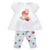 Picture of PRE ORDER Monnalisa Bebe Girls Disney Pooh Bear Tunic & Legging Set X 2 - Ivory Red Blue