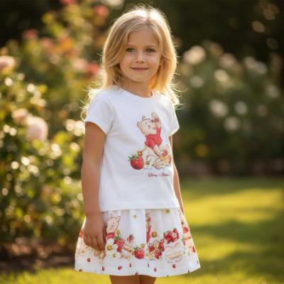 Picture of PRE ORDER Monnalisa Bebe Girls Disney Pooh Bear Top & Skirt Set X 2 - Ivory Red Blue