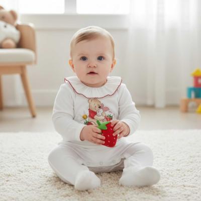 Picture of PRE ORDER Monnalisa Bebe Girls Pooh Bear Babygrow & Blanket Set x 2 - Ivory Red