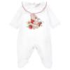 Picture of PRE ORDER Monnalisa Bebe Girls Pooh Bear Babygrow & Blanket Set x 2 - Ivory Red