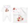 Picture of PRE ORDER Monnalisa Bebe Girls Pooh Bear Babygrow & Blanket Set x 2 - Ivory Red