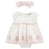 Picture of Monnalisa Bebe Girls Romantic Bunny Skirted Romper & Headband - Ivory Pink