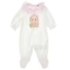 Picture of PRE ORDER Monnalisa Bebe Girls Romantic Bunny Babygrow  - Ivory Pink