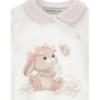 Picture of PRE ORDER Monnalisa Bebe Girls Romantic Bunny Babygrow Hat & Bib Set X 3  - Ivory Pink
