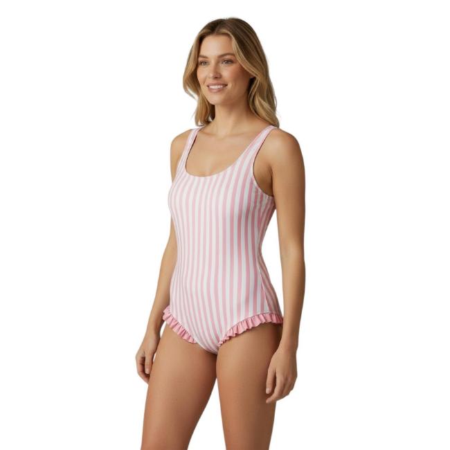Picture of Meia Pata Woman Pink Stripes Swimsuit - White Pink