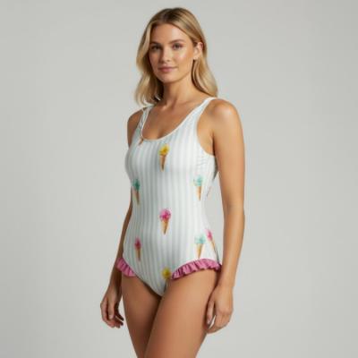Picture of Meia Pata Woman Ice Cream Swimsuit - White Green