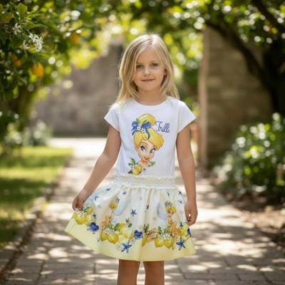 Picture of Monnalisa Girls Tinkerbell Top & Skirt Set X 2 - White Yellow