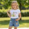 Picture of PRE ORDER Monnalisa Girls Tinkerbell Top & Denim Shorts Set X 2 - White Yellow