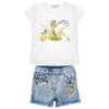 Picture of Monnalisa Girls Tinkerbell Top & Denim Shorts Set X 2 - White Yellow