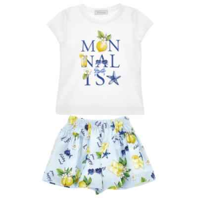 Picture of Monnalisa Girls Top & Shorts Set X 2 - White Yellow