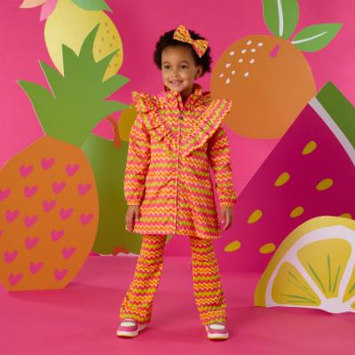 Picture of A Dee Tutti Frutti Tanya Zig Zag Print Raincoat - Bright Pink