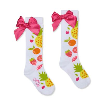 Picture of PRE ORDER A Dee Tutti Frutti Tammy Knee High Bow Socks - Bright White