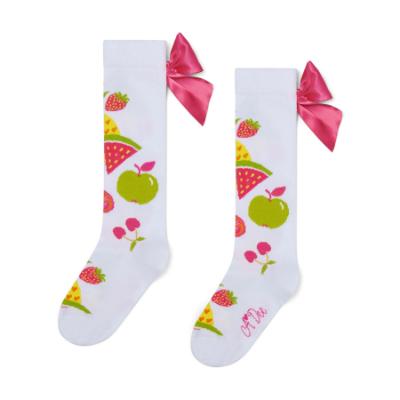 Picture of A Dee Tutti Frutti Tammy Knee High Bow Socks - Bright White