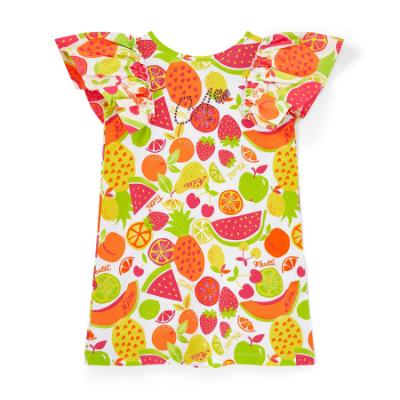 Picture of A Dee Tutti Frutti Tamara Print Dress With Bow - Bright White
