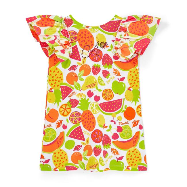Picture of A Dee Tutti Frutti Tamara Print Dress With Bow - Bright White