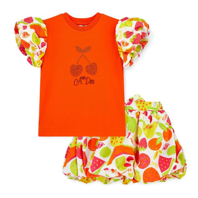Picture of A Dee Tutti Frutti Tia Print Puff Skirt Set X 2 - Bright Orange