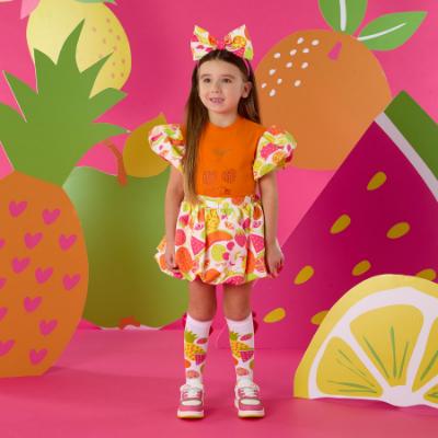 Picture of A Dee Tutti Frutti Tia Print Puff Skirt Set X 2 - Bright Orange