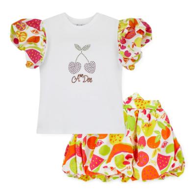 Picture of A Dee Tutti Frutti Tia Print Puff Skirt Set X 2 - Bright White