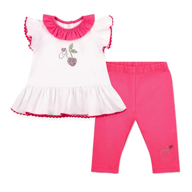 Picture of PRE ORDER Little A Baby Girls Cutie Frutti Phoebe Cherry Legging Set X 2 - Bright White