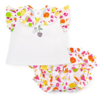 Picture of PRE ORDER Little A Baby Girls Cutie Frutti Pippa Print Jam Pant Set X 2 - Bright White
