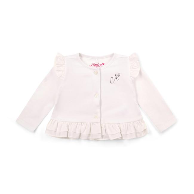 Picture of PRE ORDER Little A Baby Girls Cutie Frutti Penny Cardigan With Frill Detail - Bright White