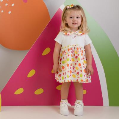 Picture of Little A Baby Girls Cutie Frutti Payton Print Dress - Bright White