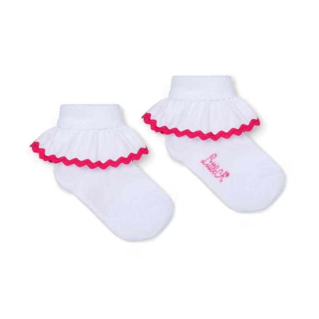Picture of Little A Baby Girls Cutie Frutti Paige Ric Rac Frill Ankle Sock - Bright White
