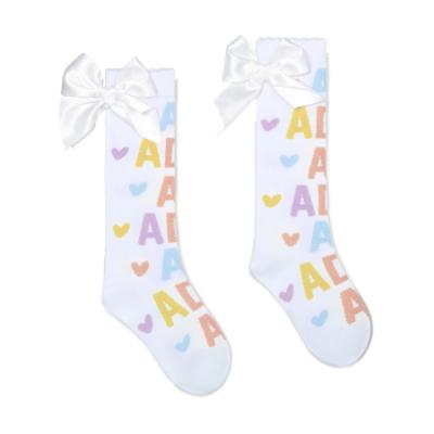 Picture of A Dee Signature Summer Sylvia Knee High Initial Print Socks - Bright White
