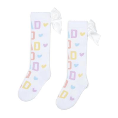 Picture of PRE ORDER A Dee Signature Summer Sylvia Knee High Initial Print Socks - Bright White