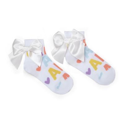 Picture of PRE ORDER A Dee Signature Summer Sasha Initial Print Ankle Socks - Bright White