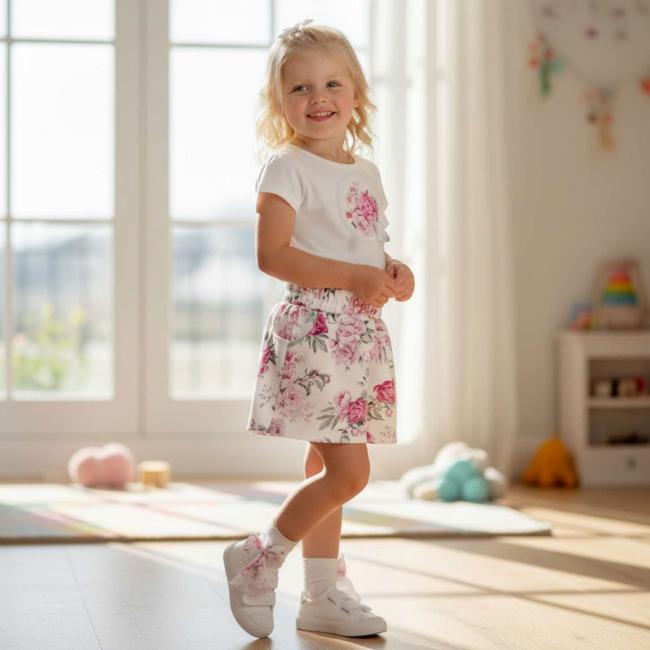 Picture of Daga Girls Blush Harmony Peony Top & Shorts Set X 2 - White Pink