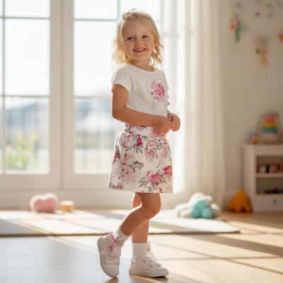 Picture of PRE ORDER Daga Girls Blush Harmony Peony Top & Shorts Set X 2 - White Pink