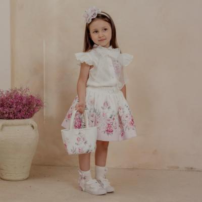 Picture of PRE ORDER Daga Girls Blush Harmony Peony Skirt & Blouse Set X 2 - White Pink