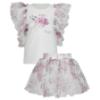 Picture of PRE ORDER Daga Girls Blush Harmony Peony Skort & Ruffle Top Set X 2 - White Pink