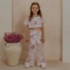 Picture of PRE ORDER Daga Girls Blush Harmony Off Shoulder Peony Blouse & Wide Leg Bottoms Set X 2 - White Pink