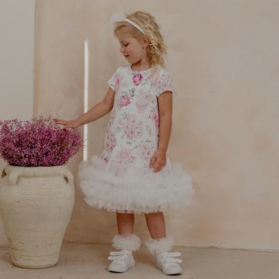 Picture of Daga Girls Blush Harmony Iconic Tulle Hem A Line Dress - White Pink