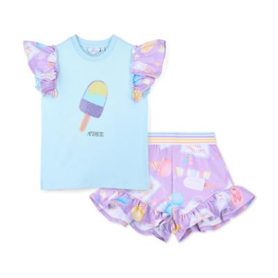 Picture of A Dee Pastel Parlour Sia Ice Cream Print Short Set - Soft Blue