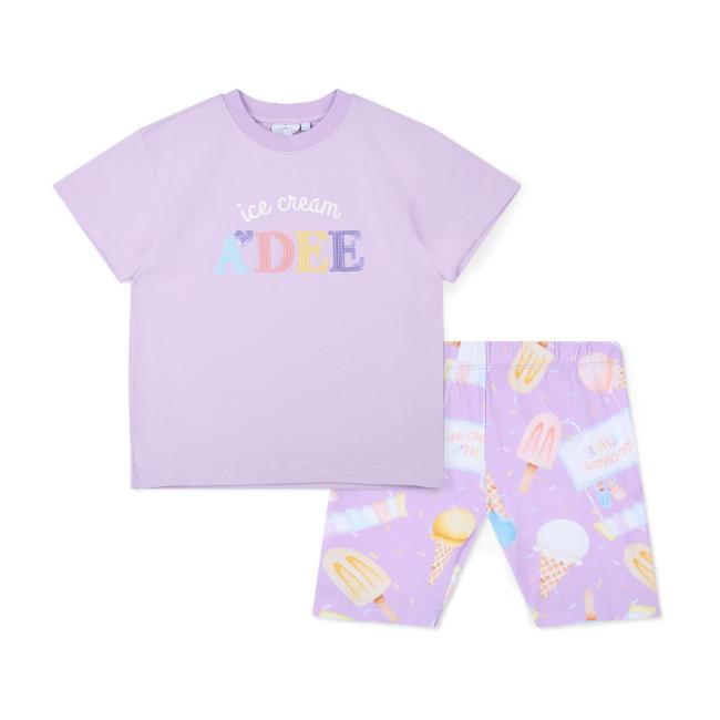 Picture of A Dee Pastel Parlour Sophia Ice Cream Print Cycling Set - Lilac Dreams
