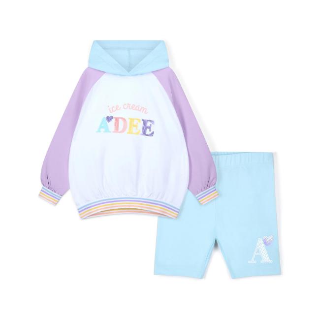 Picture of A Dee Pastel Parlour Sissy Colour Block Hoody Cycling Short Set - Bright White