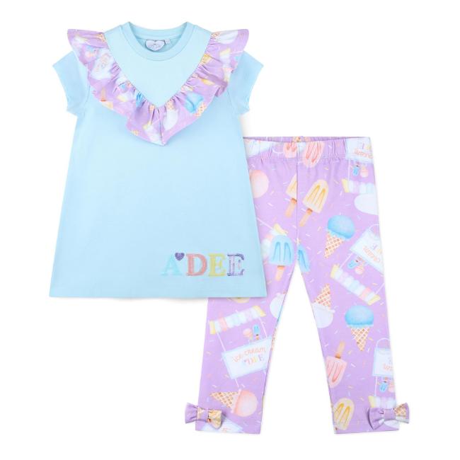 Picture of A Dee Pastel Parlour Scarlett Ice Cream Print Legging Set - Soft Blue