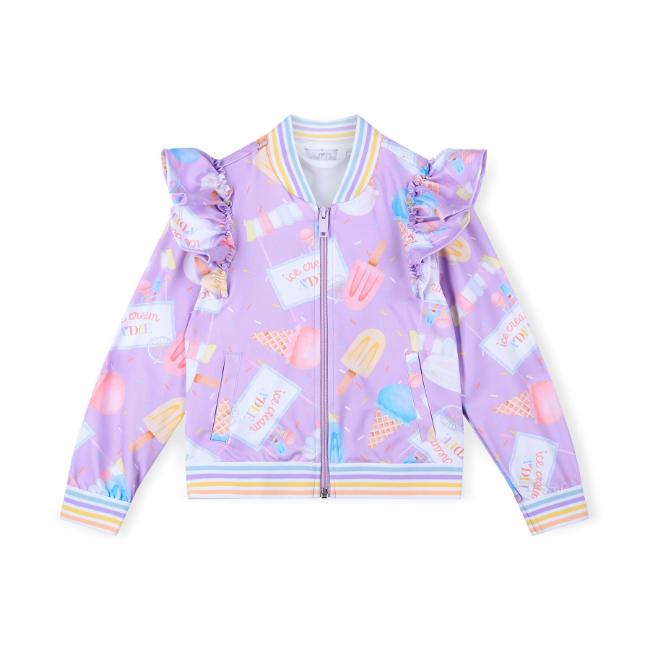 Picture of A Dee Pastel Parlour Stephanie Ice Cream Print Frill Bomber - Lilac Dreams