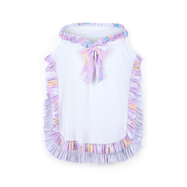Picture of A Dee Pastel Parlour Rosie Ice Cream Print Frill Towelling Poncho - Bright White