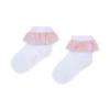 Picture of Little A Baby Girls Perfectly Pink Odette Bow Print Frill Ankle Sock - Bright White