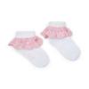 Picture of Little A Baby Girls Perfectly Pink Ona Broderie Anglaise Frill Ankle Sock - Bright White