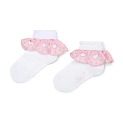 Picture of Little A Baby Girls Perfectly Pink Ona Broderie Anglaise Frill Ankle Sock - Bright White